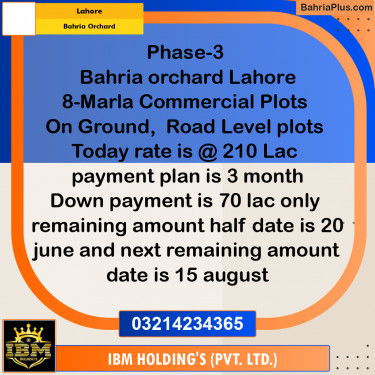 Commercial Plot for Sale in Bahria Orchard, Lahore - (BP-314085)