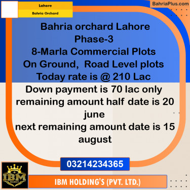 Residential Plot for Sale in Bahria Orchard, Lahore - (BP-314086)