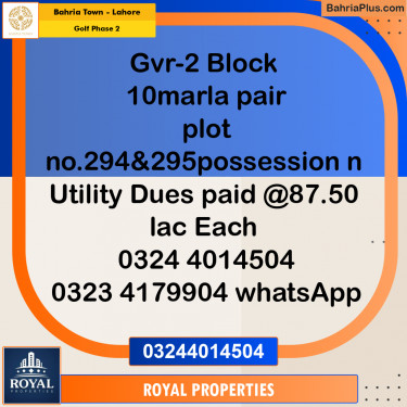 Residential Plot for Sale in Golf Phase 2 -  Bahria Town, Lahore - (BP-314119)