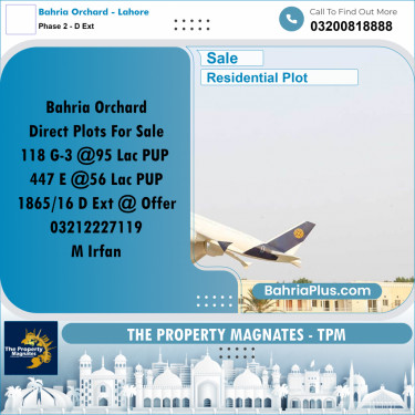10 Marla Residential Plot for Sale in Phase 2 - D Ext -  Bahria Orchard, Lahore - (BP-314121)