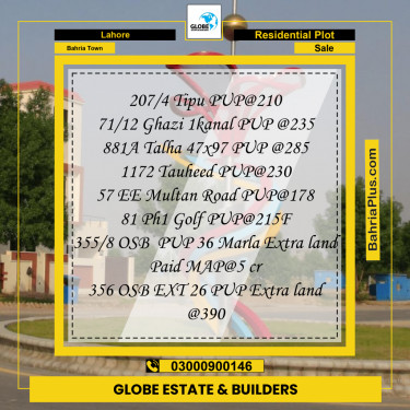 Residential Plot for Sale in Bahria Town, Lahore - (BP-314136)