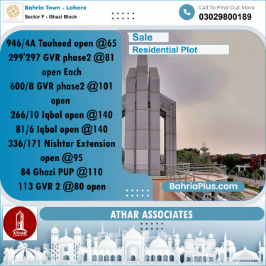 10 Marla Residential Plot for Sale in Sector F - Ghazi Block -  Bahria Town, Lahore - (BP-314143)