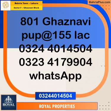 Residential Plot for Sale in Sector F - Ghaznavi Block -  Bahria Town, Lahore - (BP-314167)