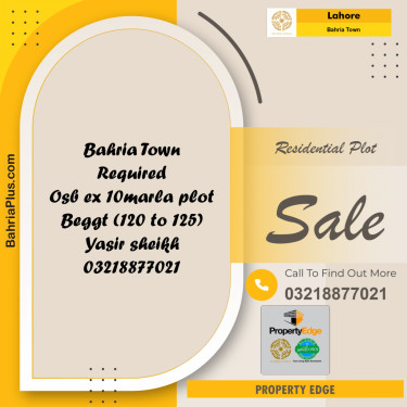Residential Plot for Sale in Bahria Town, Lahore - (BP-314210)