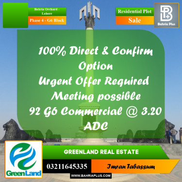 8 Marla Residential Plot for Sale in Phase 4 - G6 Block -  Bahria Orchard, Lahore - (BP-314251)