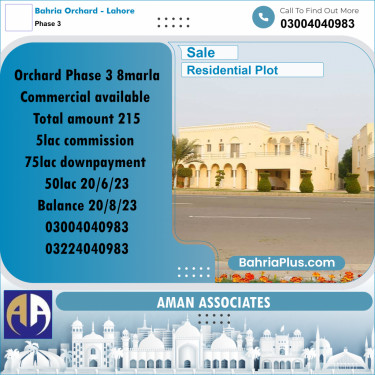 Residential Plot for Sale in Phase 3 -  Bahria Orchard, Lahore - (BP-314288)