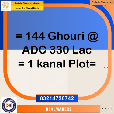 1 Kanal Residential Plot for Sale in Sector B - Ghouri Block -  Bahria Town, Lahore - (BP-314361)