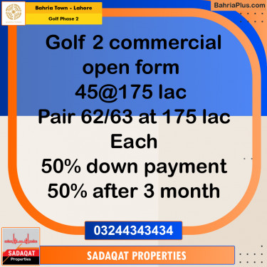 5 Marla Residential Plot for Sale in Golf Phase 2 -  Bahria Town, Lahore - (BP-314443)