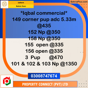 Commercial Plot for Sale in Bahria Town, Lahore - (BP-314476)