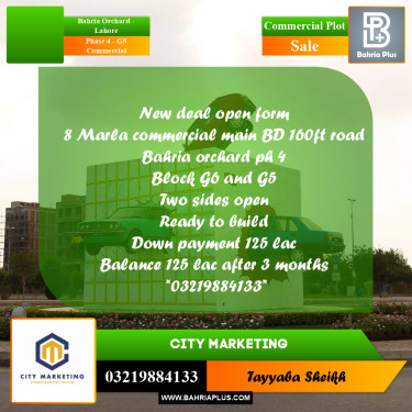 8 Marla Commercial Plot for Sale in Phase 4 - G5 Commercial -  Bahria Orchard, Lahore - (BP-314535)