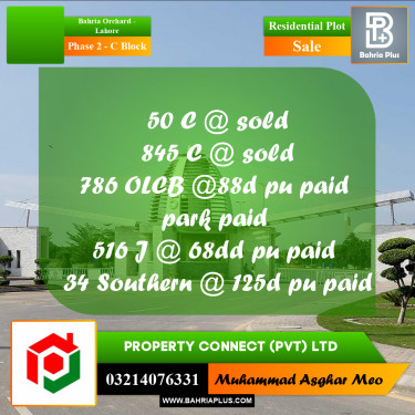 8 Marla Residential Plot for Sale in Phase 2 - C Block -  Bahria Orchard, Lahore - (BP-314578)