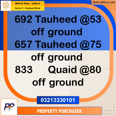 5 Marla Residential Plot for Sale in Sector F - Tauheed Block -  Bahria Town, Lahore - (BP-314582)