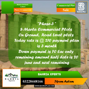 8 Marla Commercial Plot for Sale in Phase 3 Commercial -  Bahria Orchard, Lahore - (BP-314589)