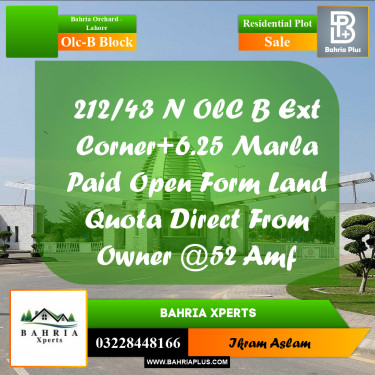 6 Marla Residential Plot for Sale in OLC-B Block -  Bahria Orchard, Lahore - (BP-314590)