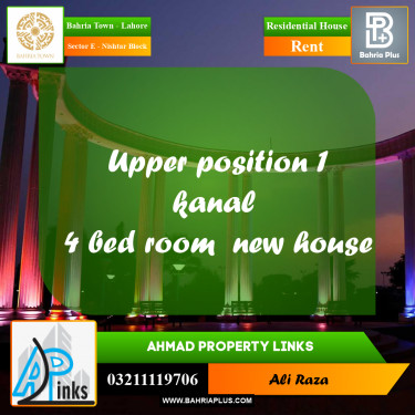 1 Kanal Residential House for Rent in Sector E - Nishtar Block -  Bahria Town, Lahore - (BP-314616)