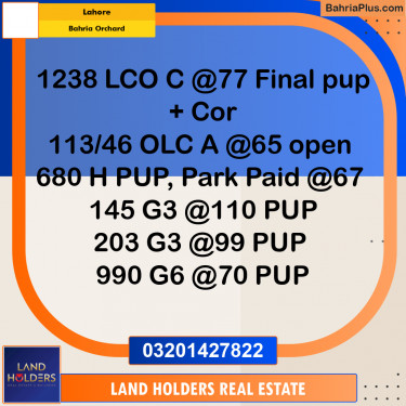 Residential Plot for Sale in Bahria Orchard, Lahore - (BP-314626)