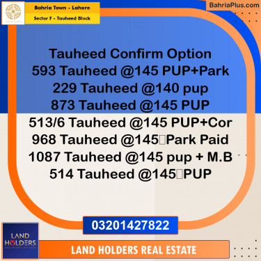 10 Marla Residential Plot for Sale in Sector F - Tauheed Block -  Bahria Town, Lahore - (BP-314628)