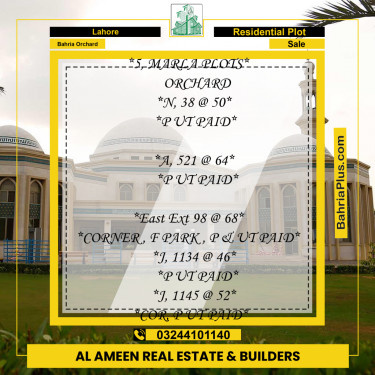 Residential Plot for Sale in Bahria Orchard, Lahore - (BP-314630)