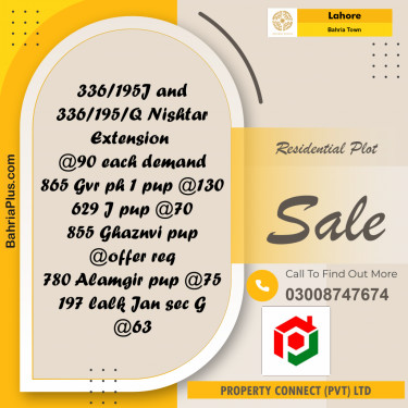 Residential Plot for Sale in Bahria Town, Lahore - (BP-314650)