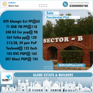 Residential Plot for Sale in Bahria Town, Lahore - (BP-314665)