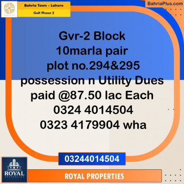 Residential Plot for Sale in Golf Phase 2 -  Bahria Town, Lahore - (BP-314680)