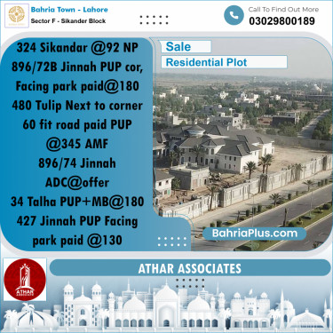 10 Marla Residential Plot for Sale in Sector F - Sikander Block -  Bahria Town, Lahore - (BP-314693)