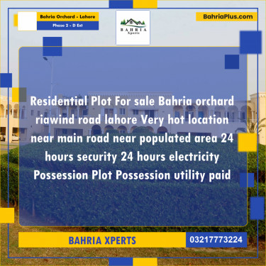 8 Marla Residential Plot for Sale in Phase 2 - D Ext -  Bahria Orchard, Lahore - (BP-314710)