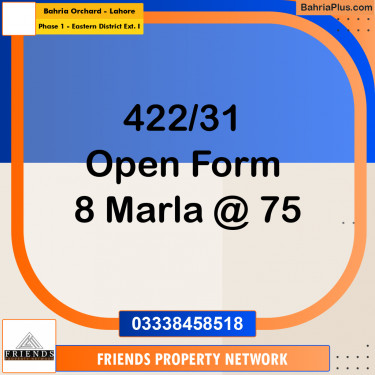 8 Marla Residential Plot for Sale in Phase 1 - Eastern District Ext. I -  Bahria Orchard, Lahore - (BP-314821)
