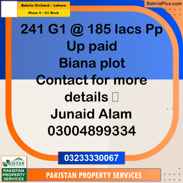 1 Kanal Residential Plot for Sale in Phase 4 - G1 Block -  Bahria Orchard, Lahore - (BP-314888)