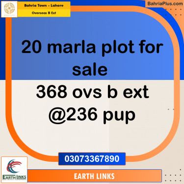 20 Marla Residential Plot for Sale in Overseas B Ext -  Bahria Town, Lahore - (BP-314912)
