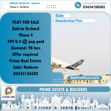 10 Marla Residential Plot for Sale in Phase 4 - G4 Block -  Bahria Orchard, Lahore - (BP-314916)