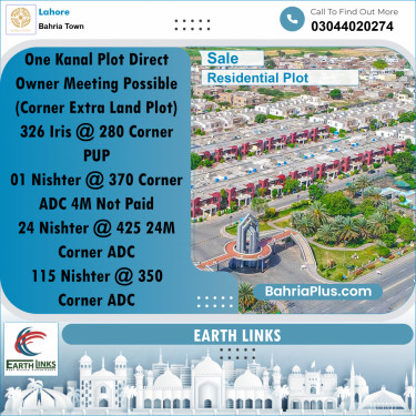 1 Kanal Residential Plot for Sale in Bahria Town, Lahore - (BP-314952)