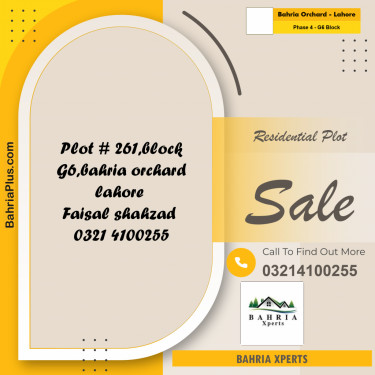 10 Marla Residential Plot for Sale in Phase 4 - G6 Block -  Bahria Orchard, Lahore - (BP-314959)