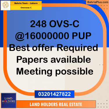 10 Marla Residential Plot for Sale in Overseas C -  Bahria Town, Lahore - (BP-314977)