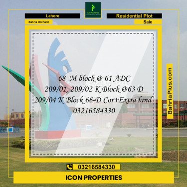 Residential Plot for Sale in Bahria Orchard, Lahore - (BP-314987)