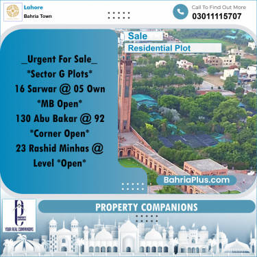 Residential Plot for Sale in Bahria Town, Lahore - (BP-315020)