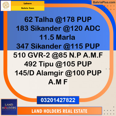 Residential Plot for Sale in Bahria Town, Lahore - (BP-315033)