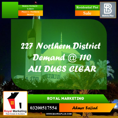 10 Marla Residential Plot for Sale in Phase 1 - Northern District -  Bahria Orchard, Lahore - (BP-315061)