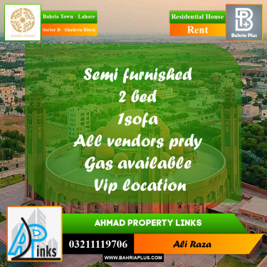 10 Marla Residential House for Rent in Sector B - Shaheen Block -  Bahria Town, Lahore - (BP-315153)