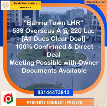 10 Marla Residential Plot for Sale in Overseas A -  Bahria Town, Lahore - (BP-315183)