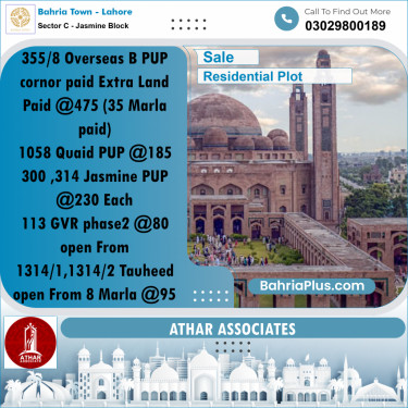 10 Marla Residential Plot for Sale in Sector C - Jasmine Block -  Bahria Town, Lahore - (BP-315198)