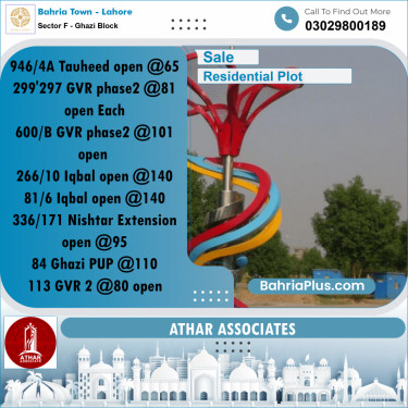 10 Marla Residential Plot for Sale in Sector F - Ghazi Block -  Bahria Town, Lahore - (BP-315200)