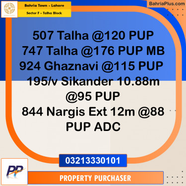 10 Marla Residential Plot for Sale in Sector F - Talha Block -  Bahria Town, Lahore - (BP-315237)