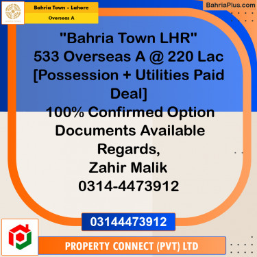 10 Marla Residential Plot for Sale in Overseas A -  Bahria Town, Lahore - (BP-315240)