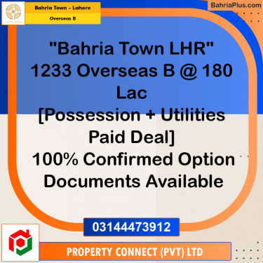 10 Marla Residential Plot for Sale in Overseas B -  Bahria Town, Lahore - (BP-315243)