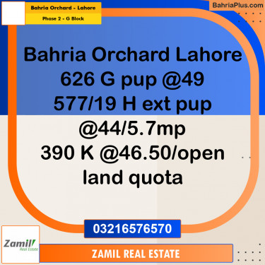 5 Marla Residential Plot for Sale in Phase 2 - G Block -  Bahria Orchard, Lahore - (BP-315248)