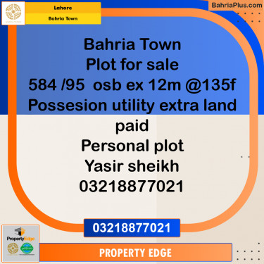 Residential Plot for Sale in Bahria Town, Lahore - (BP-315258)
