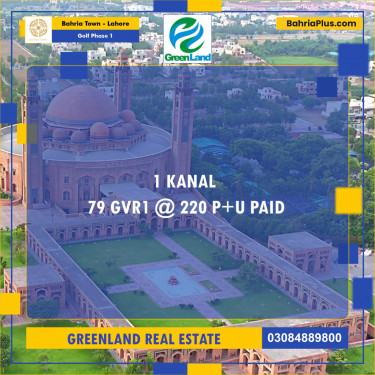 20 Marla Residential Plot for Sale in Golf Phase 1 -  Bahria Town, Lahore - (BP-315270)