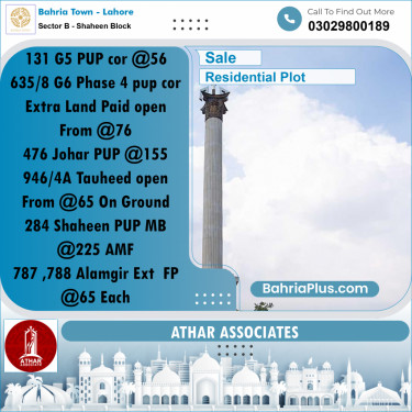 10 Marla Residential Plot for Sale in Sector B - Shaheen Block -  Bahria Town, Lahore - (BP-315303)