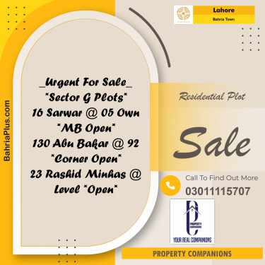 Residential Plot for Sale in Bahria Town, Lahore - (BP-315324)